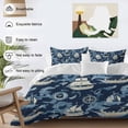 thumbnail image 3 of 3 Piece Navy Blue Coastal Duvet Cover Set Twin Size, Microfiber Comforter/Quilt Cover with Corner Ties and 2 Pillowcases, Nautical Boat Summer Beach Ocean All Season Soft Bedding with Zipper Closure, 3 of 8