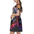 thumbnail image 2 of Goofa Colorful Wolf Head Pattern Women Summer Short Sleeve Midi Dress with Pockets Casual Aline Flowy Tshirt Dress Vocation Beach Sundress, 2 of 6