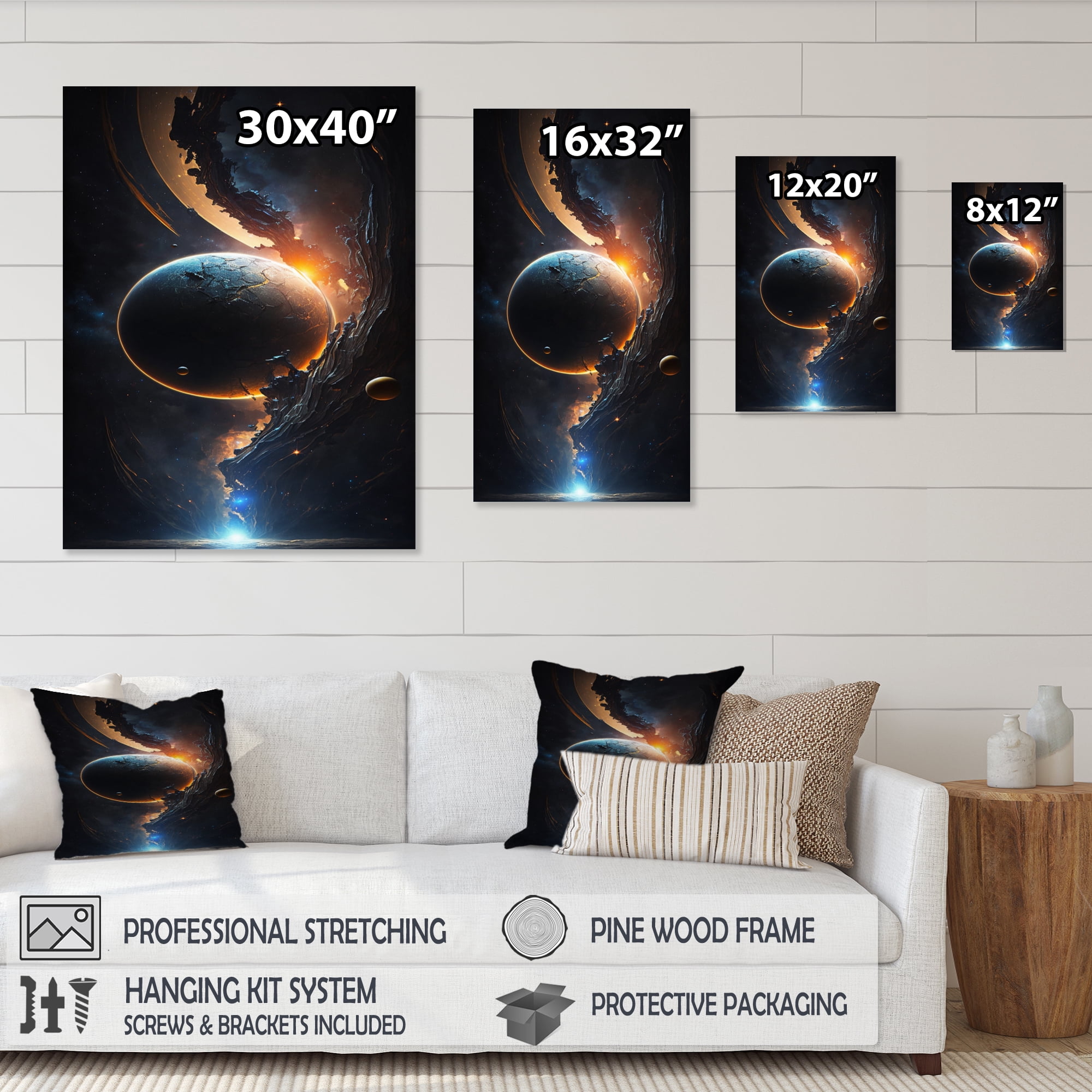 Designart Deep Planet Eclipse V Canvas Wall Art