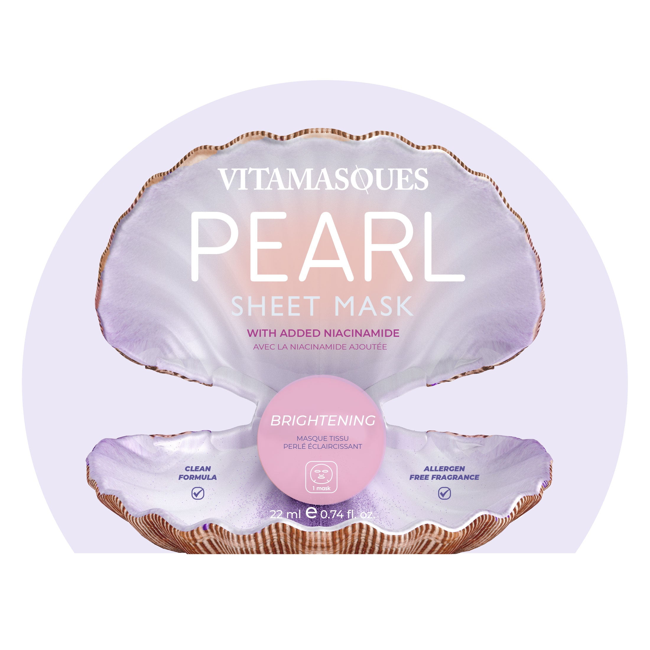 (2 pack) Vitamasques Pearl Face Mask, Brightening, One Sheet Mask