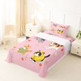 thumbnail image 3 of Manfei Cute Garden Kitten Twin Sheets, Spring Floral Bedding, Pink, 3 Pieces, 1 Flat Sheet, 1 Fitted Sheet and 1 Pillowcase, 3 of 6