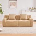 thumbnail image 2 of Camel Cloud Couch Loveseat, Modern Teddy Fabric Boneless Sectional Sofa in a Box for Living Room, Modular Floor Couch, No Assembly Required, Sofas para Sala, 2 of 8