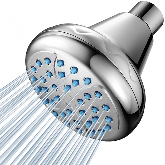 GIMBELEN High Pressure Shower Head,Pressure Boosting Shower Head for Low Flow Shower Head,Your Bathroom Fixed Shower Head Replacement,Fan Design,1.75 GPM,Chrome,3.4 Inch Round