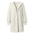 thumbnail image 5 of Women's Hooded Cardigan Jacket Long Loose Open Front Fleece Coat Fall Winter Cable Knit Causal Jacket, S, 5 of 7