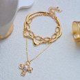 thumbnail image 6 of PISONIC 3‑Layer Gold Necklace Set, Irregular Wavy Choker & Oval Link Chain, Faux Pearl Cross Pendant for Women, 6 of 8