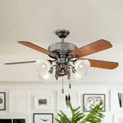 Parrot Uncle 52" Reversible 5-Blade LED Ceiling Fan with Lights and Pull Chain