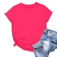 thumbnail image 6 of ADSSDQ Womens Short Sleeve Tops Summer T Shirts Round Neck Causal Fashion Basic Tee Loose Fit Blouses Watermelon Red S, 6 of 7