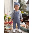 thumbnail image 4 of Cjfdfy Newborn Baby Boy Fall Outfit Mock Two-piece Overalls Romper Stripe Waffle Knitted Long Sleeve Bodysuit Hat Two Piece Set Infant Cute Coming Home Fall Winter Outfit, 4 of 10