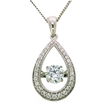 Sterling silver simulated diamond pave drop pendant, 18