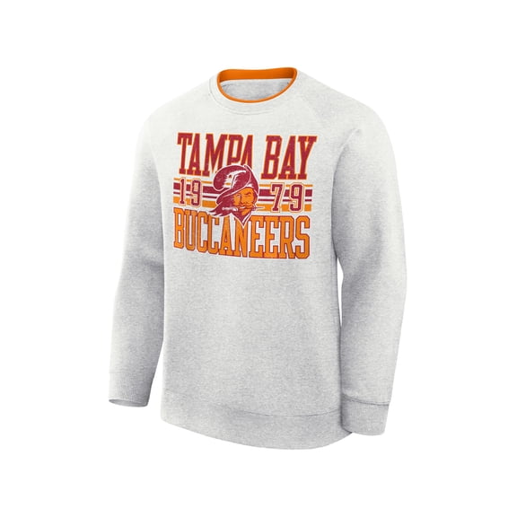 NFL Tampa Bay Buccaneers Men's Cotton Gray Heather Long Sleeve Crew Fleece Sweatshirt