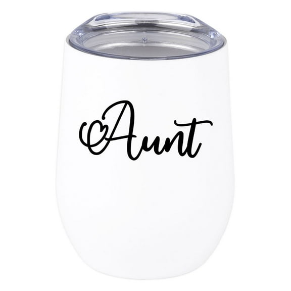 Koyal Wholesale Funny Aunt Wine Tumbler with Lid 12 Oz Stemless Stainless Steel Insulated Tumbler