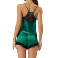 thumbnail image 3 of INSPIRE CHIC Women's Satin Pajamas Set Sleeveless Racerback Cami Tops with Lace Trim Shorts Sliky Lounge Sets S Dark Green, 3 of 6