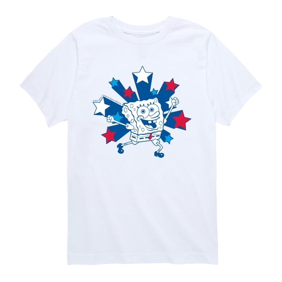 SpongeBob SquarePants - Red White & Blue Stars - Youth Boys Short Sleeve Graphic T-Shirt