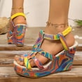 thumbnail image 2 of Dakaela Women's Wedge Sandals Comfortable Open Toe Platform Casual Dressy Summer Dress Shoes with Elastic Ankle Strap Size 6-9 Orange, 2 of 8