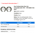 thumbnail image 2 of Rear Parking Brake Shoe Set - Compatible with 1995 - 1999 BMW 318ti Base 1996 1997 1998, 2 of 2