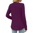 thumbnail image 4 of Oversized Tshirts for Women Fashion Casual Long Sleeve Button Solid Color Tops - Round Neck Print Cotton Blend Loose Fit Tshirts Shirts for Women Comfort Colors Tshirt, 4 of 7