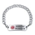 thumbnail image 1 of Diabetes On Insulin Identification Medical ID Miami Cuban Link Bracelet for Men 8.5 Inch Stainless Custom Engraved, 1 of 6