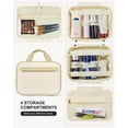thumbnail image 4 of Hanging Travel Toiletry Bag - Quilted Convenient & Stylish Organizer for Traveling Women, Beige with Browm, 4 of 6