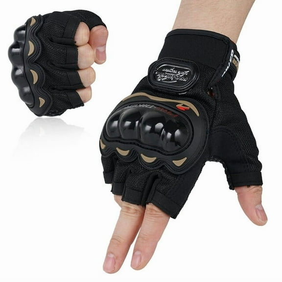 ENFOURCLASS Touchscreen Steel Knuckle Half Finger Motorcycle Gloves for Men Women, BMX ATV MTB Road Racing Powersports