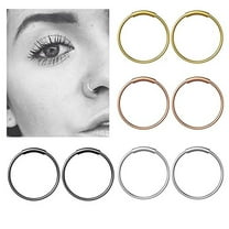 Stainless Steel Hinge Septum Piercing Nose Ring Hoop Lips Ear Ring - 8mm