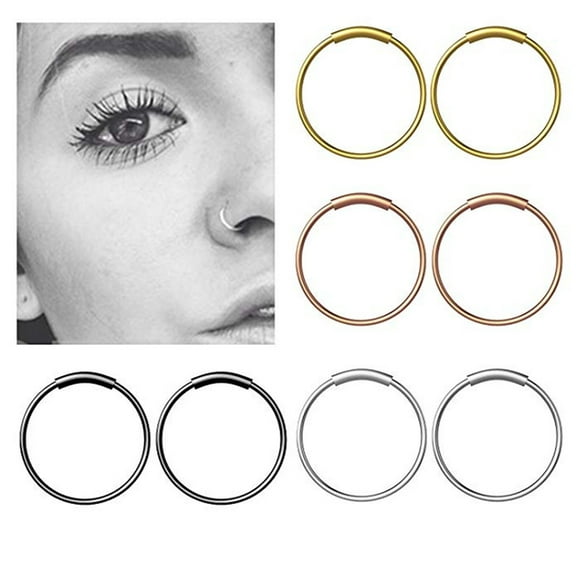 Stainless Steel Hinge Septum Piercing Nose Ring Hoop Lips Ear Ring - 8mm