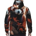 thumbnail image 7 of Pofeuu Red Panda Autumn Branches Print Mens Casual Hooded Collar Drawstring Hoodies Pullover Sweatshirts Casual Long Sleeve Shirts-X-Large, 7 of 7