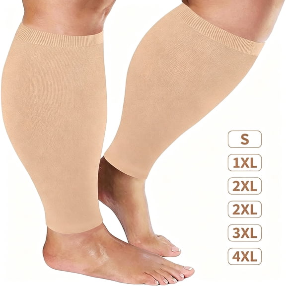 XIRQI Plus Size Compression Sleeves for Calves Women Wide Calf Compression Legs Sleeves Men 4Xl,Relieve Varicose Veins,Edema,Swelling,Soreness,Shin Splints,for Work,Travel