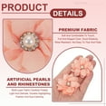 thumbnail image 3 of Uxcell Fabric Flowers, Rhinestone Pearls Sewing Fabric Flowers for DIY Crafts Appliques Wedding Birthday Party Light Orange, 3 of 7