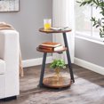 thumbnail image 3 of Round side table, bedside table, three-layer shelf, suitable for living room and bedroom, brown, 3 of 5