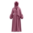 thumbnail image 3 of WOYY Toddler Girls Solid Color Lantern Sleeve Abaya Robe Dress with Hijab, Sizes 4-5T, 3 of 3