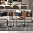 thumbnail image 3 of Algherohein Round Nesting Coffee Table Modern Marble Top Set of 2 for Living Room White Gold, 3 of 7
