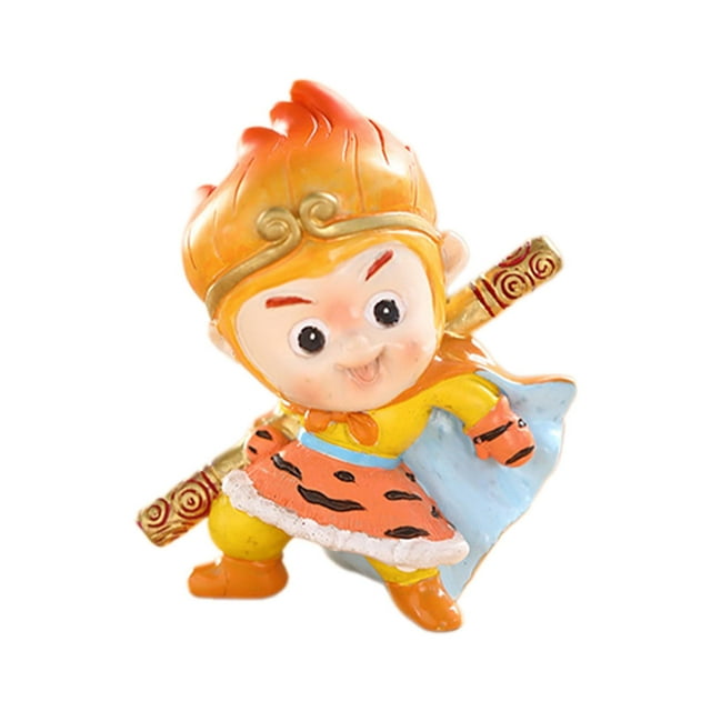 Estatua de mono de dibujos animados Macarena adorno Wukong figura de resina azul
