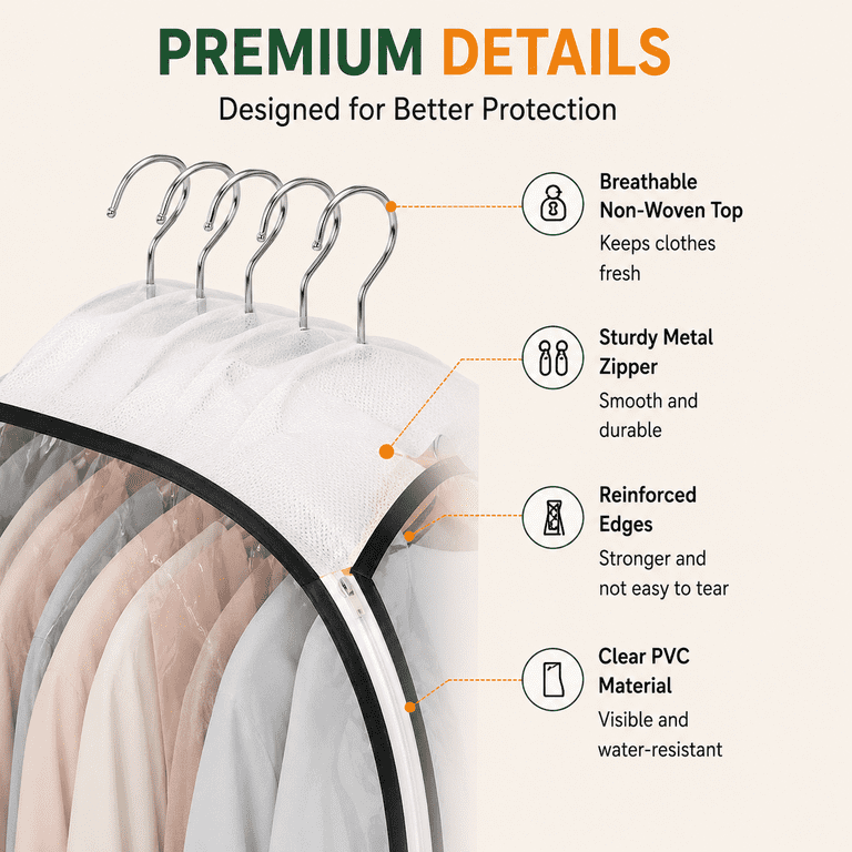 INCTUO Clear Hanging Garment Bags 40 Inch 3-Pack photo 6
