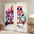 thumbnail image 2 of Feelyou Colorful Owl Child Blackout Curtains Set of 2 (52x84 Each), Kawaii Cartoon Animal Window Curtains, Branches Leaf Plant Curtains and Drapes, Window Curtains Home Decor, 2 of 6