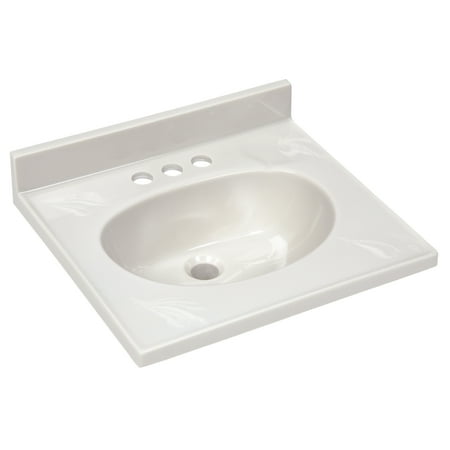Design House Cultured Marble 19" x 17" Single Bowl Vanity Top with Centerset Mount and Backsplash, Ivory Swirl