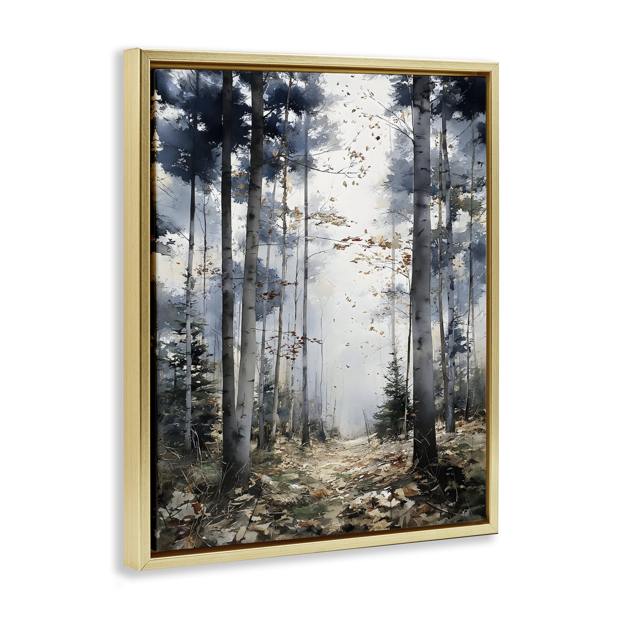 Stupell Industries Cold Woods Birch Forest Gold Framed Floater Canvas Wall Art, design by Franklyn Gregory