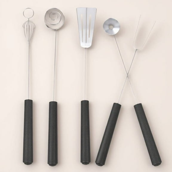 LEDMOMO Chocolate Fork Stainless Steel Forks Black 5Pcs for Chocolate Handling