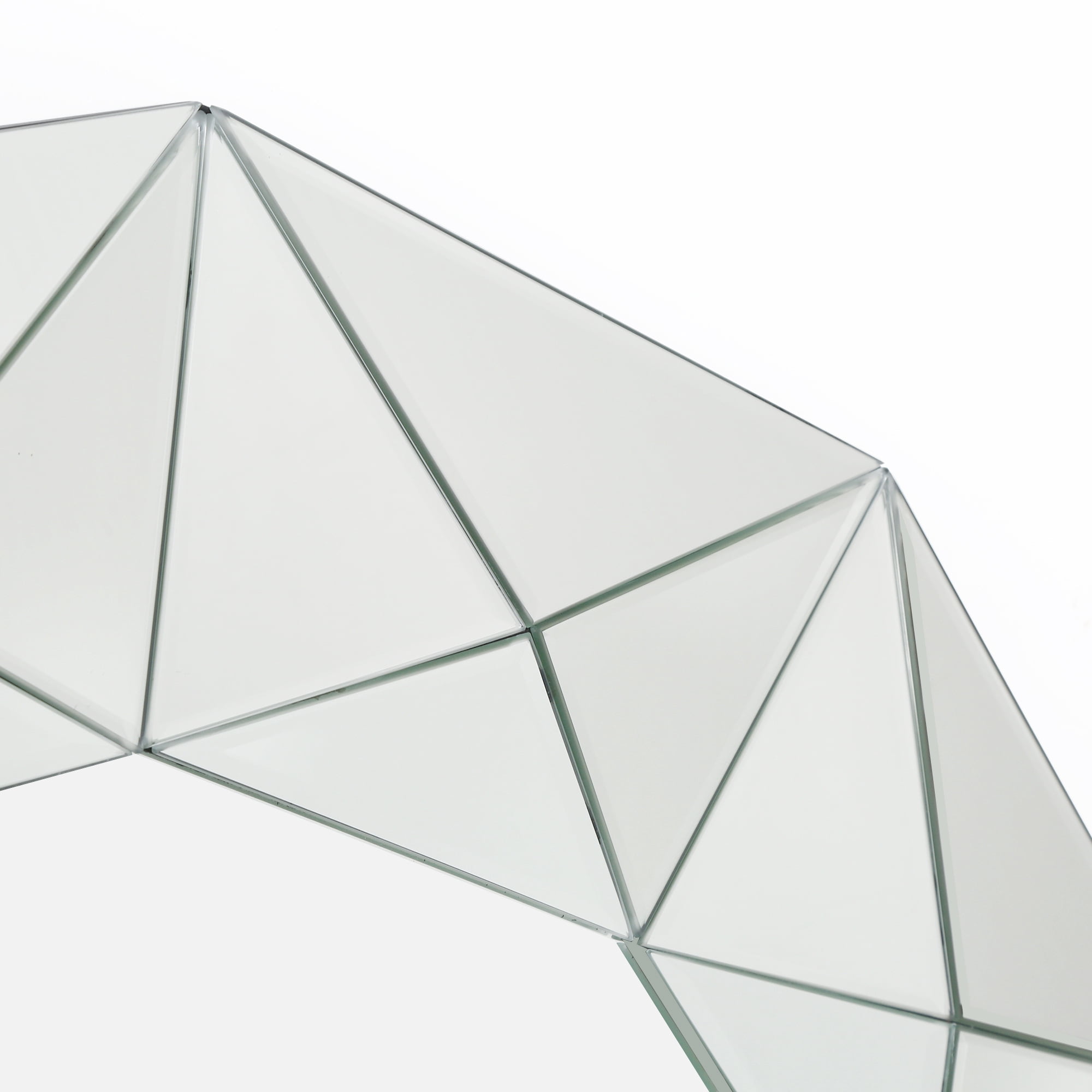 LNC 39"x39" Round Geometric Wall Mirror with Faceted Beveled Frame for Living Room or Entryway