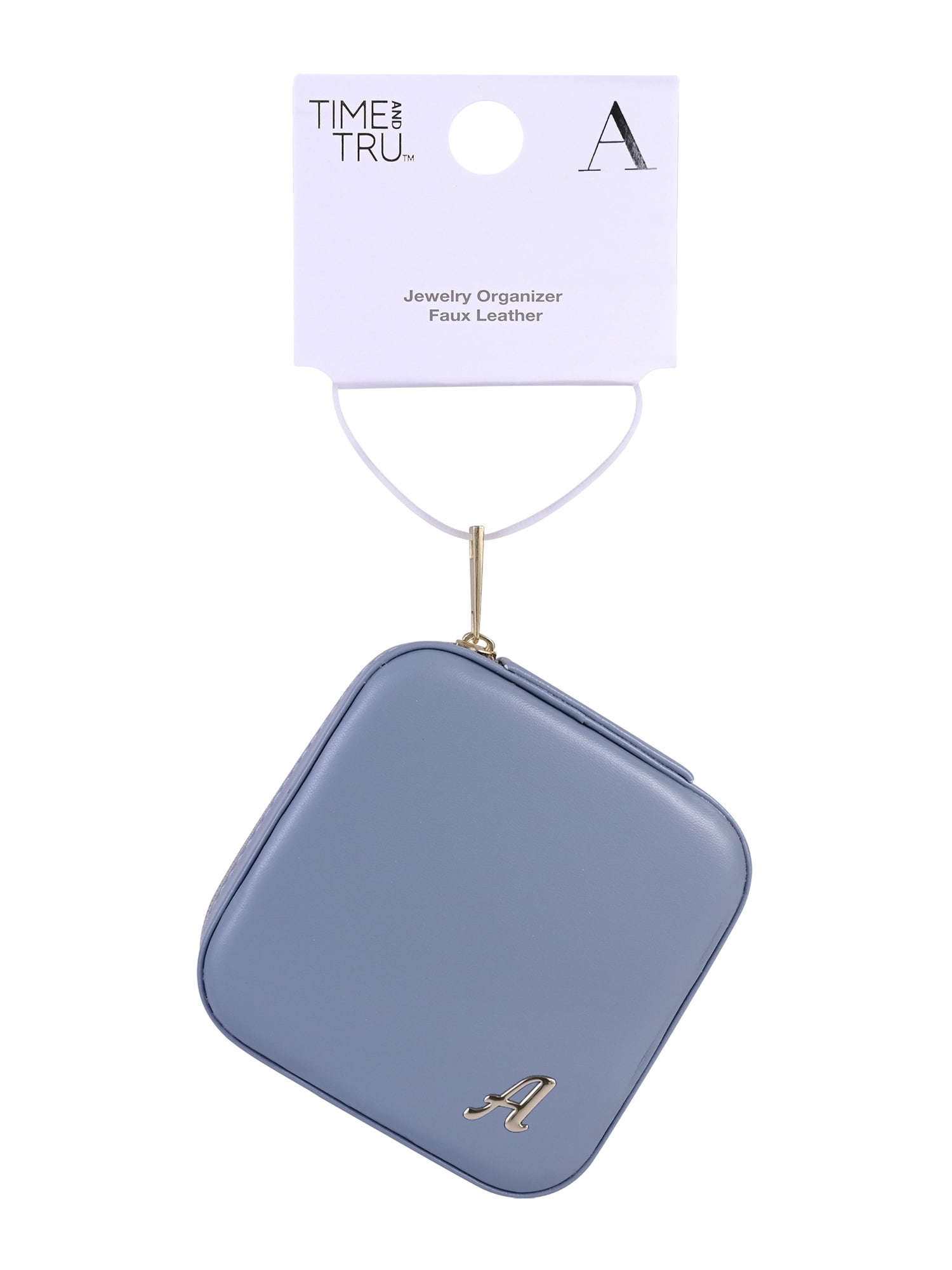 Time and Tru Goldtone/Blue Initial "A" Square Jewelry Organizer