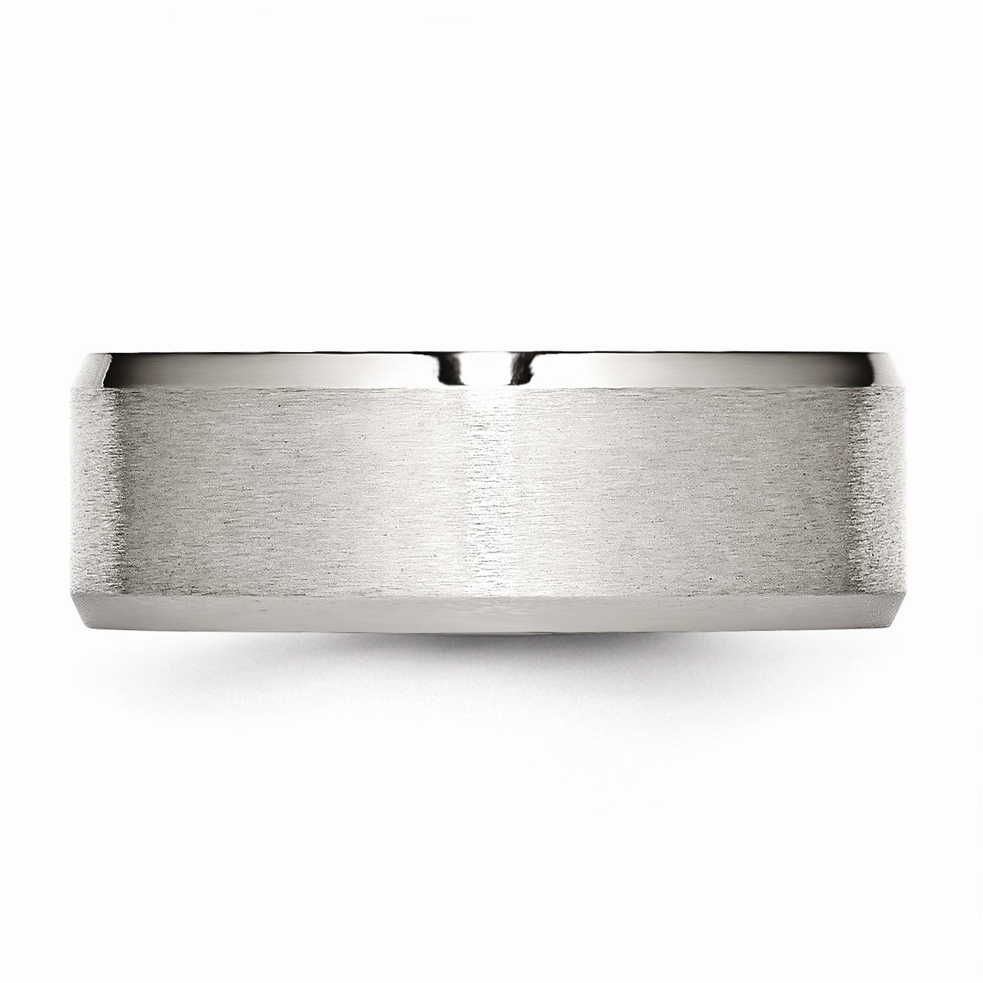 Primal Steel Stainless Steel with Brushed Center 8mm Flat Beveled Edge Band