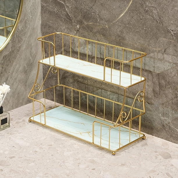 Estante organizador de baño de 2 capas Estante de carrito de Estante de almacenamiento de maquillaje Soporte de encimera Bandeja de tocador para Baoblaze Estante de baño