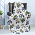 thumbnail image 4 of Cars Soft Flannel Fleece Throw Blanket, Hand Drawn Watercolored Monster Trucks Enormous Wheels Off Road Lifestyle, Cozy Plush for Indoor and Outdoor Use, 50" x 70", Yellow Lavender Blue, by Ambesonne, 4 of 5