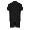 thumbnail image 4 of Summer Savings Clearance! Stamzod 2 Piece Outfit For Men Oversize Shorts Set Short Sleeve Button Up Casual Sweatsuit Fashion Colorblock Tracksuit Set, 4 of 6