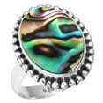 thumbnail image 1 of 925 Silver Ring For Women - Girls Multicolor Natural Abalone Shell Stone Silver Ring Size 7.5 Boho Silver Ring Size 7.5 Gift For Women On Easter 925 Silver Jewelry With Gemstone, 1 of 6