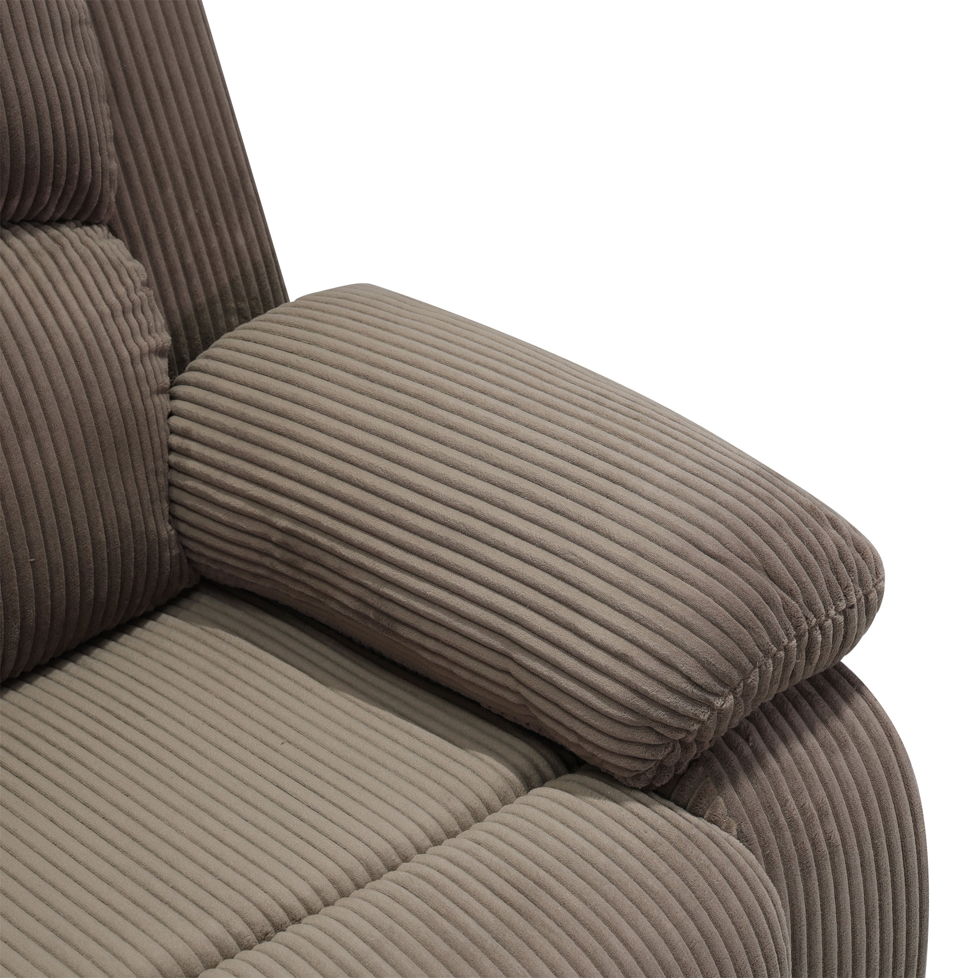 Aukfa 3-Piece Recliner Sofa Set, 6 Seat Sectional Couch with Cup Holders&Storage Console, Corduroy, Peanut