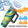 thumbnail image 5 of 40oz Tumbler with Handle and Straw, Vacuum Insulated Stainless Steel Travel Mug, Fits Car Cup Holder, Liquid & Marble Print, 5 of 6