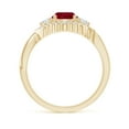 thumbnail image 2 of ANGARA Natural Aeon Vintage Style 1 ct Ruby & Diamond Floral Halo Three Stone Engagement Ring in 14K Yellow Gold for Women (Size-6mm) | July Birthstone Jewelry for Her | Natural Ruby Rings, 2 of 10