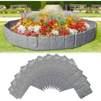 JahyShow Garden Edging Border with Anchoring Spikes,Plastic Landscape Edging Border Imitation Stone Fence for DIY Outdoor Yard Landscaping (30pcs/24 FT, Gray)