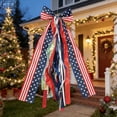 thumbnail image 5 of Ouuluon 4th of July Patriotic Bows 11X21 inch Star Pattern Fabric Bow for Independence Day Wreath Fireplace Table Decor, 5 of 6