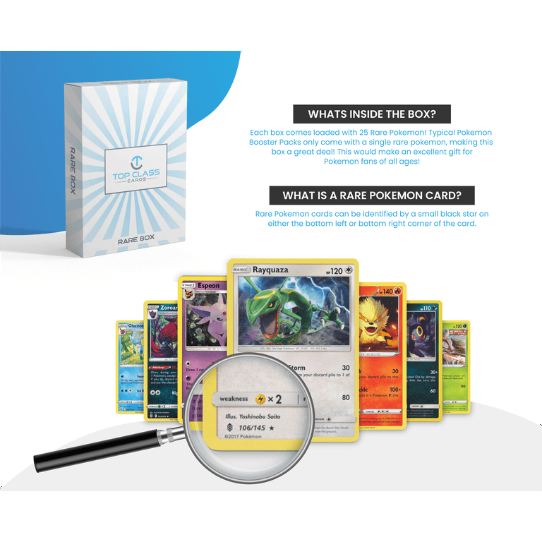 Top Class Cards | Rare Box | 25 Rare Pokemon Cards | Black Star Rare Cards  Guaranteed | Compatible with Pokemon Cards